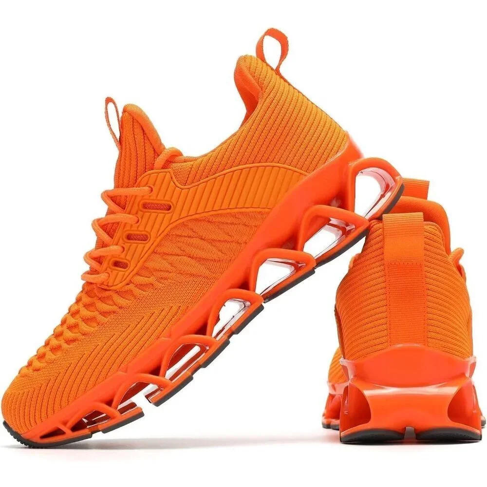 Women Orange Slip-On Walking Running Shoes Blade Sneakers Non-Slip Comfort